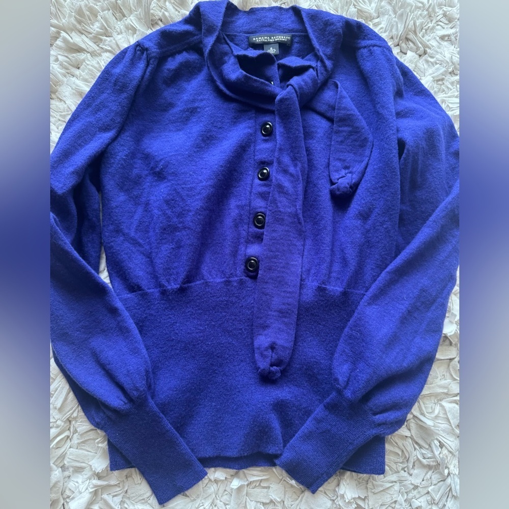 Banana Republic Extra Fine Merino Wool Blend Sweater in Royal Blue/Purple - Picture 3 of 7